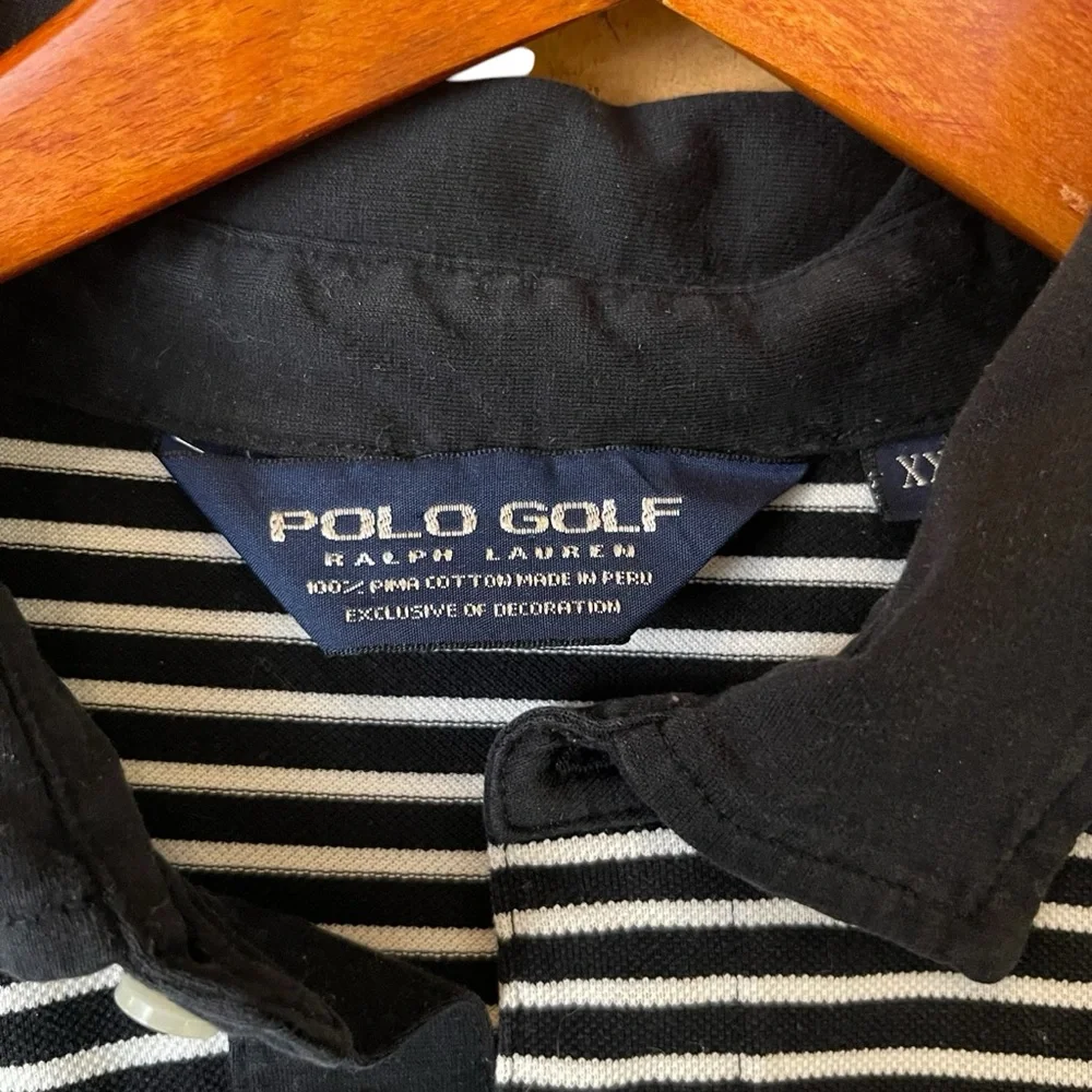 Polo Ralph Lauren Golf Pima Cotton Polo Shirt Black White Striped XXL Big & Tall